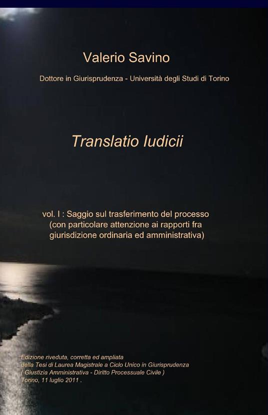 Translatio iudicii - Valerio Savino - copertina