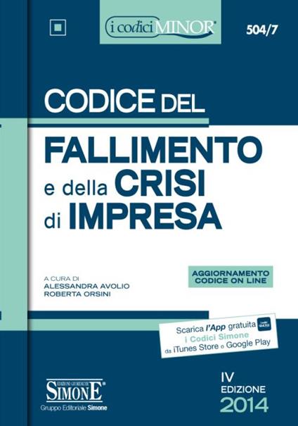 Codice del fallimento e della crisi di impresa. Ediz. minore - copertina
