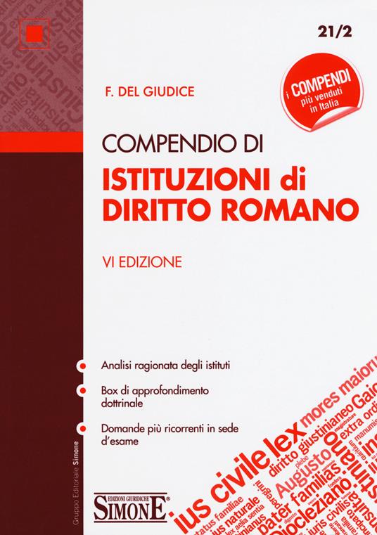 Compendio di istituzioni di diritto romano - Federico Del Giudice - copertina
