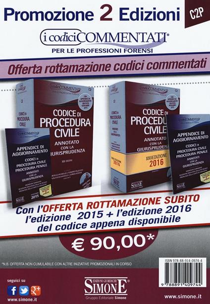 Codice di procedura civile. Annotato con la giurisprudenza 2015-2016. Con CD-ROM - copertina