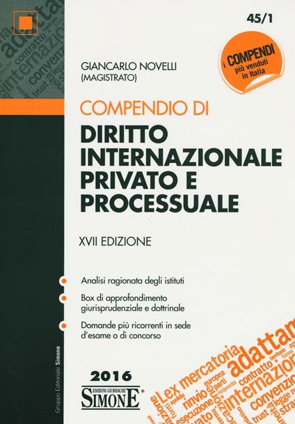 Compendio di diritto internazionale privato e processuale - Giancarlo Novelli - copertina