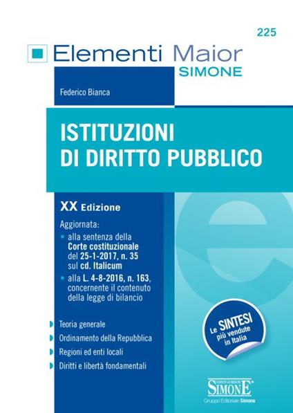 Istituzioni di diritto pubblico - Federico Bianca - copertina