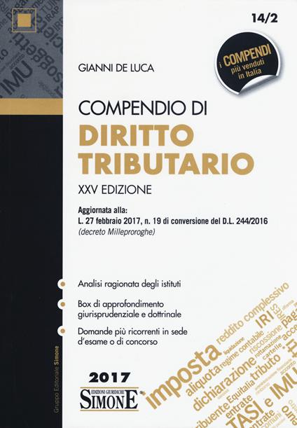 Compendio di diritto tributario - Gianni De Luca - copertina