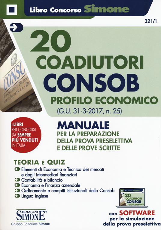 20 coadiutori Consob. Profilo economico. Teoria e quiz. Con aggiornamento online - copertina