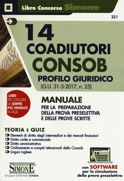 14 coadiutori Consob. Profilo giuridico. Teoria e quiz. Con aggiornamento online - copertina