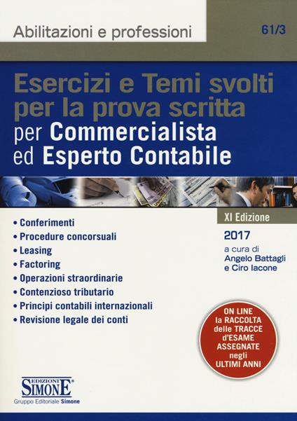 Esercizi e temi svolti per la prova scritta per commercialista ed esperto contabile - copertina