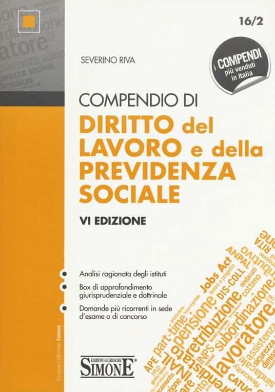 Compendio di diritto del lavoro e della previdenza sociale - Severino Riva - copertina