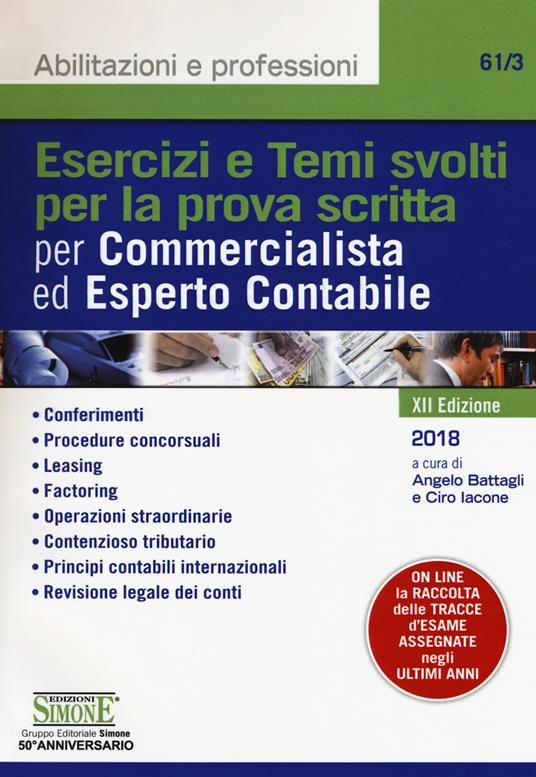 Esercizi e temi svolti per la prova scritta per commercialista ed esperto contabile - copertina