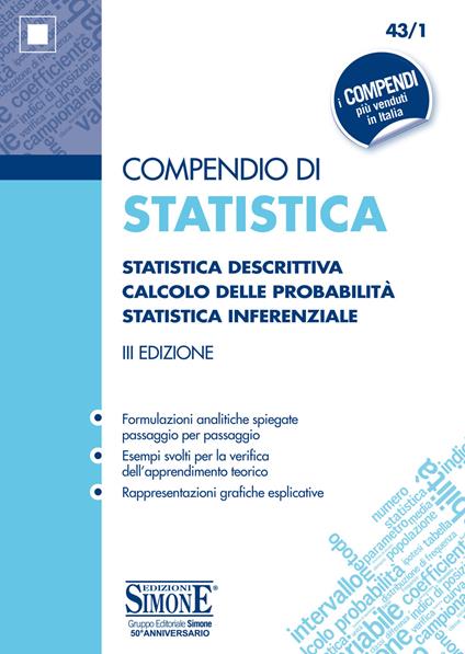 Compendio di statistica. Statistica descrittiva. Calcolo delle probabilità. Statistica inferenziale - copertina