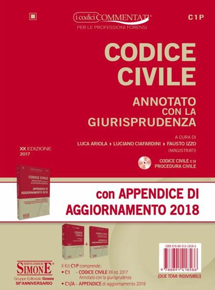 Codice civile annotato con la giurisprudenza-Appendice di aggiornamento 2018. Con CD-ROM - copertina