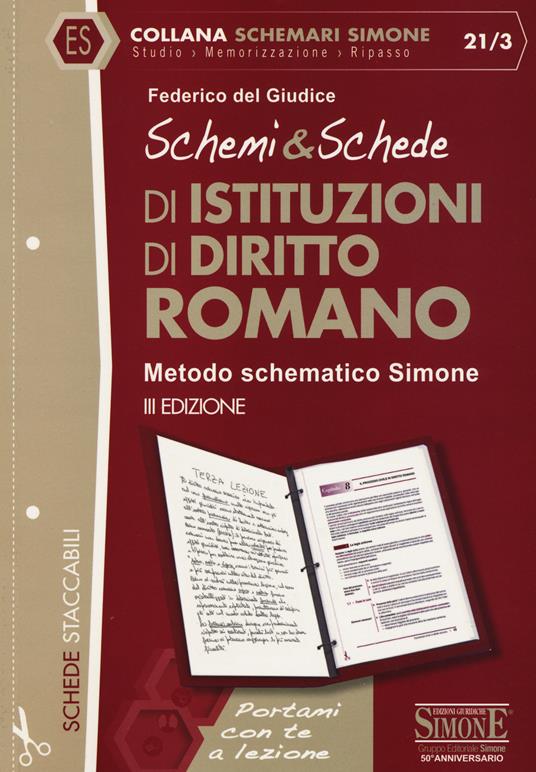 Schemi & schede di istituzioni di diritto romano - Federico Del Giudice - copertina