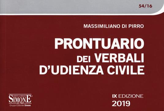 Prontuario dei verbali d'udienza civile - Massimiliano Di Pirro - copertina