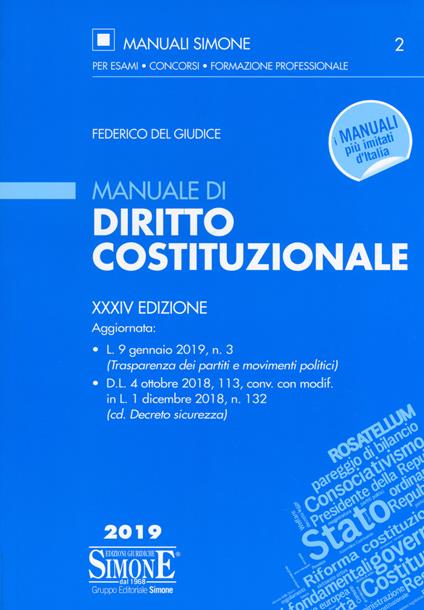 Manuale di diritto costituzionale - Federico Del Giudice - copertina
