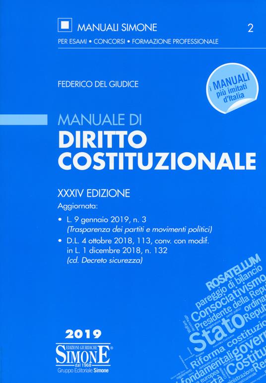 Manuale di diritto costituzionale - Federico Del Giudice - copertina