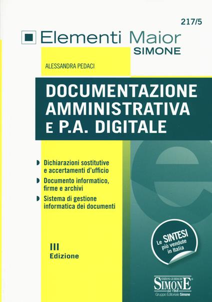 Documentazione amministrativa e P.A. digitale - Alessandra Pedaci - copertina