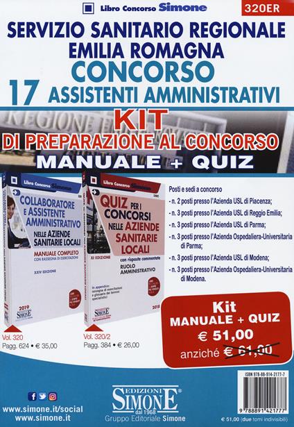 Servizio Sanitario Regione Emilia Romagna. Concorso 17 Assistenti Amministrativi. Kit di preparazione al concorso. Manuale+Quiz - copertina
