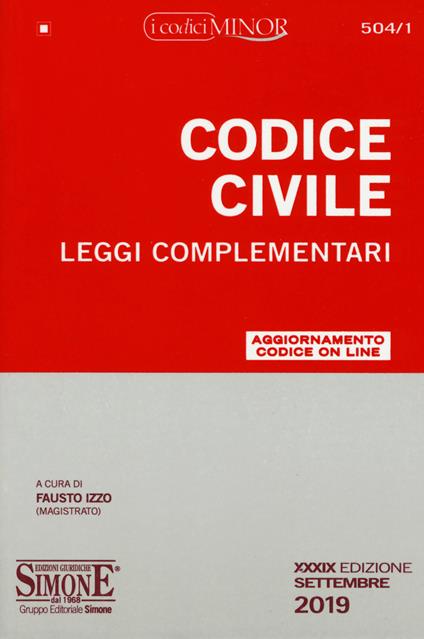 Codice civile e leggi complementari. Ediz. minor. Con aggiornamento on line - copertina