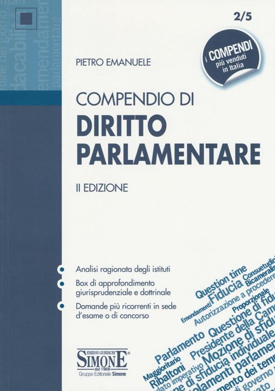 Compendio di diritto parlamentare - Pietro Emanuele - copertina