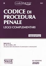 Codice di procedura penale. Leggi complementari. Con aggiornamento online