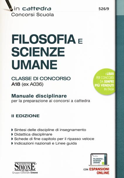 Filosofia e scienze umane. Classe di concorso A18 (ex A036). Manuale disciplinare per la preparazione ai concorsi a cattedra. Con espansione online - copertina