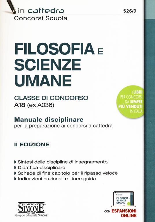 Filosofia e scienze umane. Classe di concorso A18 (ex A036). Manuale disciplinare per la preparazione ai concorsi a cattedra. Con espansione online - copertina