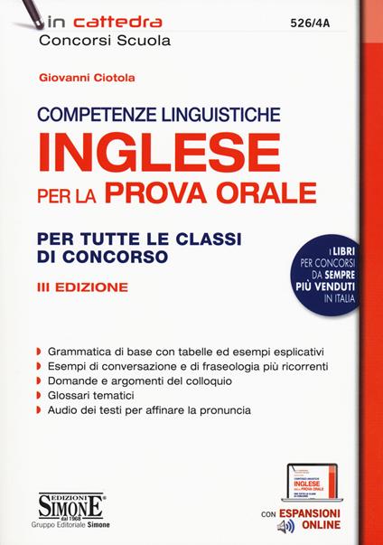 Competenze linguistiche. Inglese per la prova orale. Per tutte le classi di concorso. Con espansione online - copertina