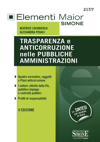 Trasparenza e anticorruzione nelle pubbliche amministrazioni - Beatrice Locoratolo,Alessandra Pedaci - copertina