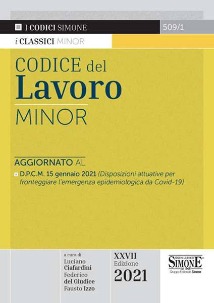 Codice del lavoro. Ediz. minore - copertina