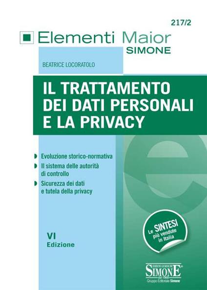Il trattamento dei dati personali e la privacy - Beatrice Locoratolo - copertina