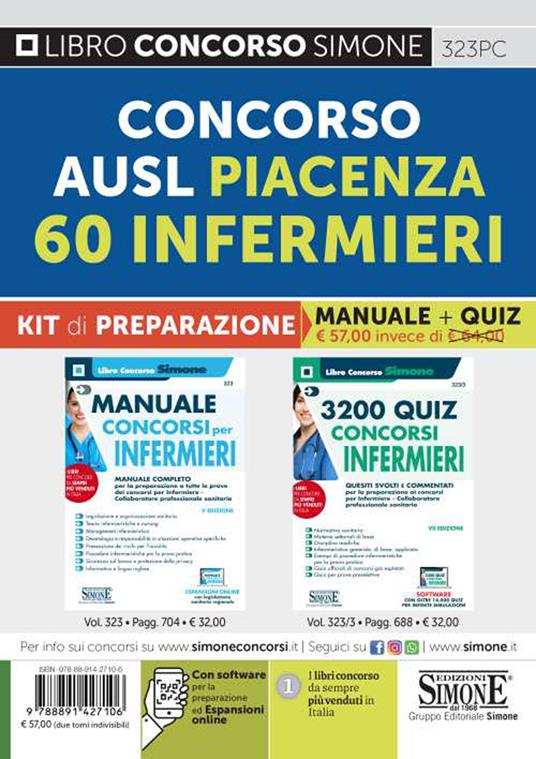 Concorso AUSL Piacenza. 60 infermieri. Kit di preparazione. Manuale + quiz - copertina