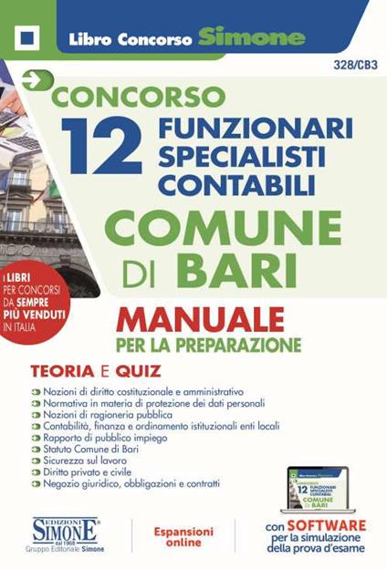 Concorso 12 funzionari specialisti contabili Comune di Bari. Manuale per la preparazione. Con espansione online. Con software di simulazione - copertina
