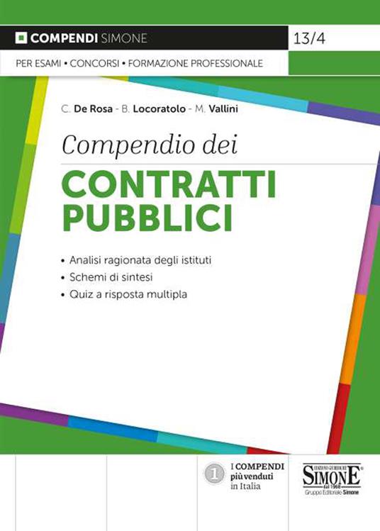 Compendio dei contratti pubblici - Chiara De Rosa,Beatrice Locoratolo,M. Vallini - copertina