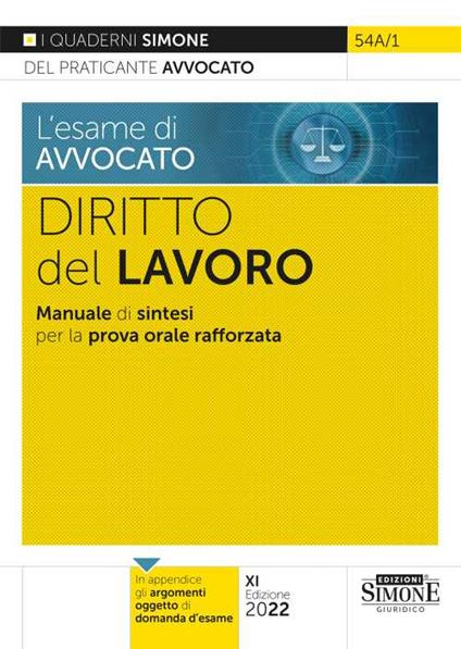 L' esame di avvocato. Diritto del lavoro. Manuale di sintesi per la prova orale rafforzata - copertina