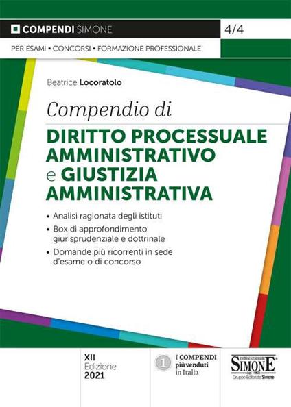 Compendio di diritto processuale amministrativo e giustizia amministrativa - Beatrice Locoratolo - copertina