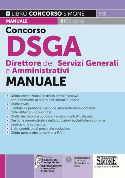 Concorso DSGA Direttore dei Servizi Generali e Amministrativi. Manuale. Con espansione online - copertina