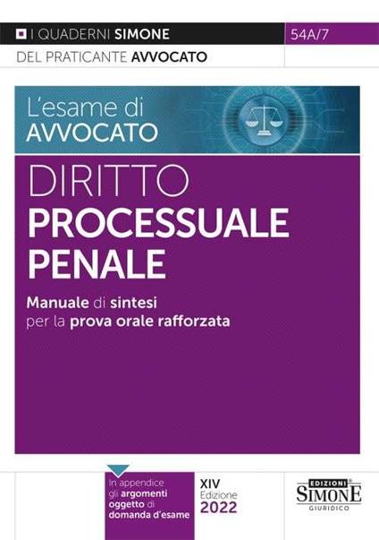 L' esame di avvocato. Manuale sintetico di diritto processuale penale - copertina