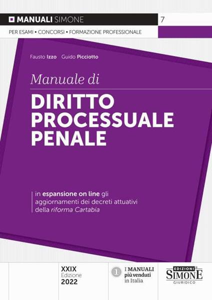 Manuale di diritto processuale penale. Con espansione online - Fausto Izzo,Guido Picciotto - copertina