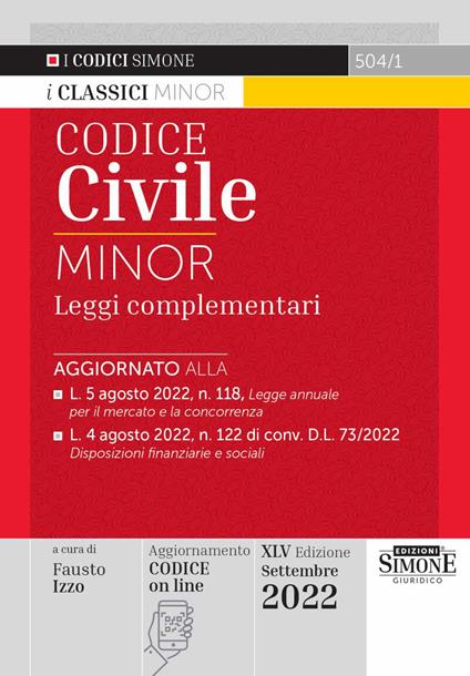 Codice Civile e Leggi complementari - Minor - copertina