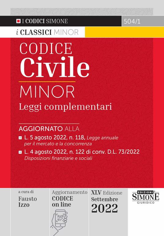 Codice Civile e Leggi complementari - Minor - copertina