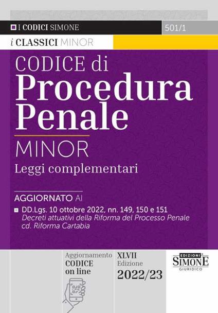Codice di procedura penale e leggi complementari. Ediz. minor - copertina