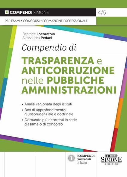 Compendio di trasparenza e anticorruzione nelle pubbliche amministrazioni - Beatrice Locoratolo,Alessandra Pedaci - copertina