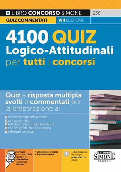4100 quiz logico-attitudinali per tutti i concorsi. Con software di simulazione. Con videolezioni di logica - copertina