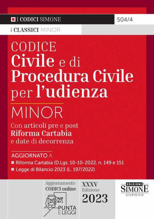 Codice civile e di procedura civile per l'udienza. Ediz. minor. Con QR-Code - copertina