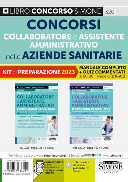 Concorsi collaboratore amministrativo e assistente amministrativo nelle aziende sanitarie. Kit di preparazione ai concorsi. Manuale completo + quiz commentati. Con espansione online - copertina