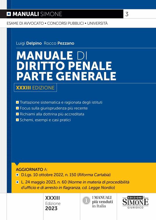 Manuale di diritto penale. Parte generale - Luigi Delpino,Rocco Pezzano - copertina