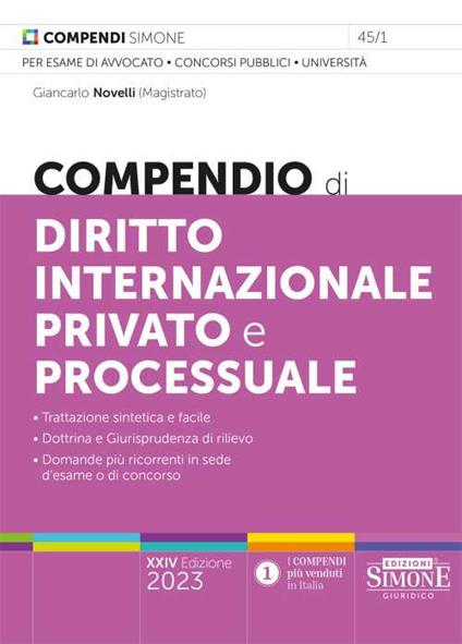 Compendio di diritto internazionale privato e processuale - Giancarlo Novelli - copertina