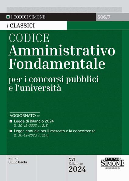 Codice amministrativo fondamentale per i concorsi pubblici e l'università - copertina