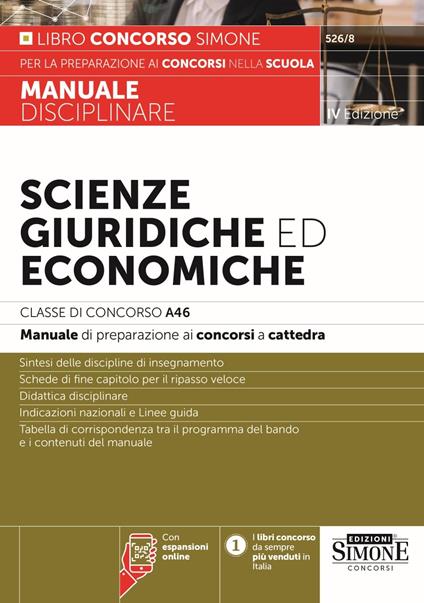 Scienze giuridiche ed economiche. Classe di concorso A46. Manuale di preparazione ai concorsi a cattedra. Manuale disciplinare. Con espansione online - copertina