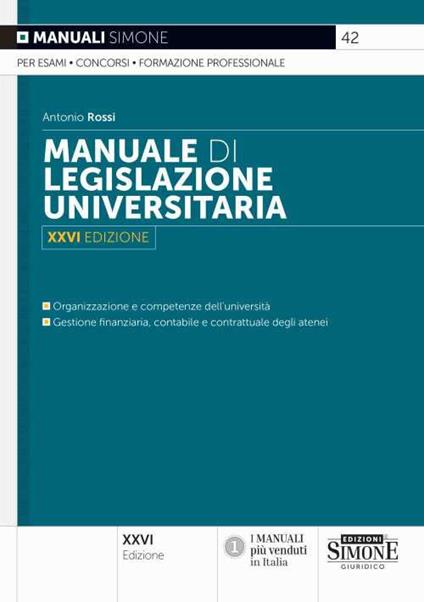 Manuale di legislazione universitaria - Antonio Rossi - copertina