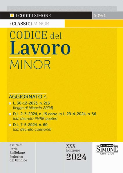 Codice del Lavoro. Ediz. minor - copertina